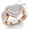 Rose Gold Plated Heart Full Rhinestone Ring, Luxury European American Finger Jewelry For Women view 2