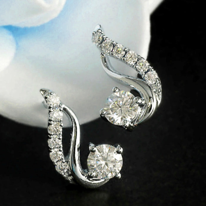 Korean Style Zircon Inlaid Stud Earrings For Women Fashion Ear Jewelry