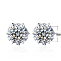 Classic Six Prong Snowflake Zircon Stud Earrings Simple Inlaid Crystal Ear Jewelry view 5