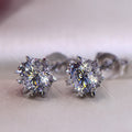Classic Six Prong Snowflake Zircon Stud Earrings Simple Inlaid Crystal Ear Jewelry view 4