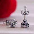Classic Six Prong Snowflake Zircon Stud Earrings Simple Inlaid Crystal Ear Jewelry view 2