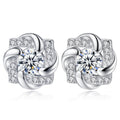 Korean Summer 3D Petal Micro Pave Zircon Stud Earrings, Fashion Square Earrings For Women view 4