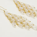 Bohemian Ethnic Long Chandelier Pink Crystal Bead Alloy Gold Tassel Drop Luxury Fashion Earrings view 4