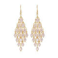 Bohemian Ethnic Long Chandelier Pink Crystal Bead Alloy Gold Tassel Drop Luxury Fashion Earrings view 5