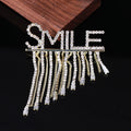 Alloy Zircon Letter Brooch With Rhinestone Tassel For Blazers view 6
