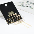 Korean Gold Alloy Heart Hoop Floral Stud Geometric Long Bar Dangle Women's Fashion Earrings view 2