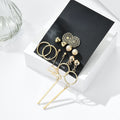 Korean Gold Alloy Heart Hoop Floral Stud Geometric Long Bar Dangle Women's Fashion Earrings view 1