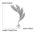 Alloy Rhinestone Four Leaf Brooch With Pearl Pendant For Cardigans view 5