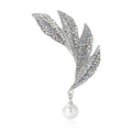 Alloy Rhinestone Four Leaf Brooch With Pearl Pendant For Cardigans view 2