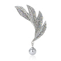 Alloy Rhinestone Four Leaf Brooch With Pearl Pendant For Cardigans view 1