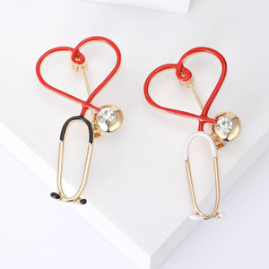 Metal Alloy Stethoscope Brooch Pin For Doctor Lapel And Cardigan Decor
