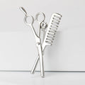Metal Scissors Comb Brooch Pin For Barber Lapel Accessories view 4