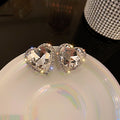 Korean Vintage Rhinestone Heart Alloy Clip-on Earrings For Women, Sparkly Style view 4