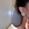 Korean Vintage Rhinestone Heart Alloy Clip-on Earrings For Women, Sparkly Style view 3