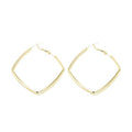 Elegant Gold Alloy Double Layer Geometric Square Hoop Earrings For Women Statement Metal Ear Clip Earrings view 5