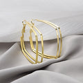 Elegant Gold Alloy Double Layer Geometric Square Hoop Earrings For Women Statement Metal Ear Clip Earrings view 1