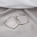 Elegant Gold Alloy Double Layer Geometric Square Hoop Earrings For Women Statement Metal Ear Clip Earrings view 4