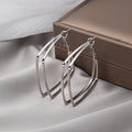 Elegant Gold Alloy Double Layer Geometric Square Hoop Earrings For Women Statement Metal Ear Clip Earrings view 2