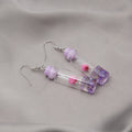 Elegant Cute Transparent Drift Bottle Acrylic Crystal Dried Lotus Flower Drop Dangle Earrings view 2