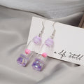 Elegant Cute Transparent Drift Bottle Acrylic Crystal Dried Lotus Flower Drop Dangle Earrings view 4