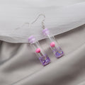 Elegant Cute Transparent Drift Bottle Acrylic Crystal Dried Lotus Flower Drop Dangle Earrings view 3