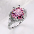 European Style Heart Shape Simulated Pink Diamond Zircon Women's Luxury Wedding Proposal Ring view 1