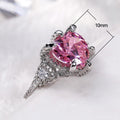 European Style Heart Shape Simulated Pink Diamond Zircon Women's Luxury Wedding Proposal Ring view 5