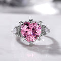 European Style Heart Shape Simulated Pink Diamond Zircon Women's Luxury Wedding Proposal Ring view 4