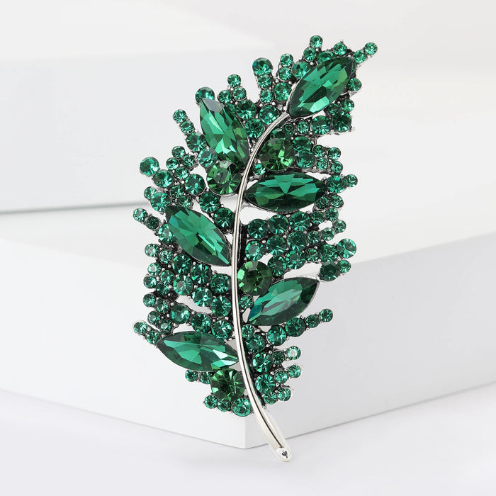 Alloy Rhinestone Leaf Brooch Scarf Buckle Anti Exposure Pin
