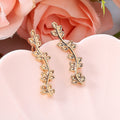 Natural Trendy Multi Layer Leaf Earrings Curved Branch Leaves Dangle Ear Jewelry For Women view 2