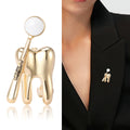 Alloy Medical Tooth Mirror Brooch Creative Healthcare Lapel Pin view 2