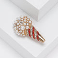 Alloy Rhinestone Pearl Ice Cream Brooch Cute Cardigan Safety Pin view 4