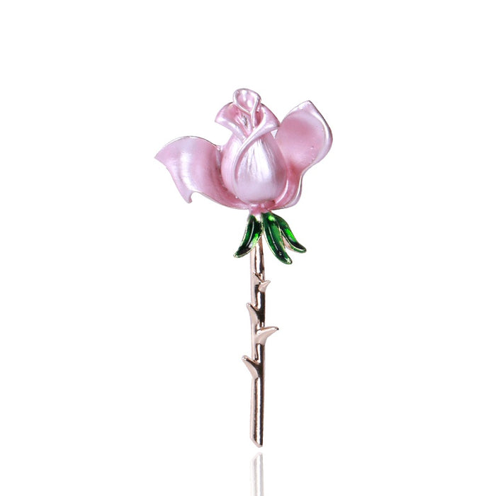 Alloy Rose Flower Brooch Pin For Sweaters And Coats