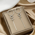Korean Asymmetric Circle Stick Long Tassel Alloy Drop Stud Earrings view 1