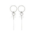 Korean Asymmetric Circle Stick Long Tassel Alloy Drop Stud Earrings view 5