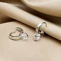 Elegant Minimalist Small Hoop Huggie With Teardrop Zircon Crystal Charm Women Fashion Earrings view 2