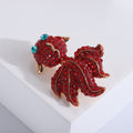 Alloy Rhinestone Red Koi Fish Brooch Pin For Lucky Accessories view 3