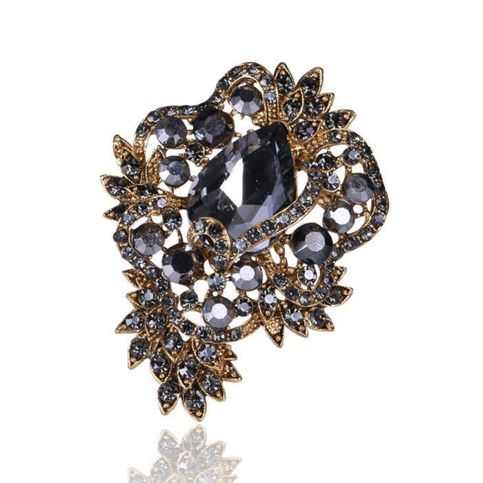 Alloy Rhinestone Flower Brooch Pin For Cardigan Sweater And Coat