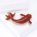 Alloy Rhinestone Red Koi Brooch For Lucky Apparel Decoration view 2