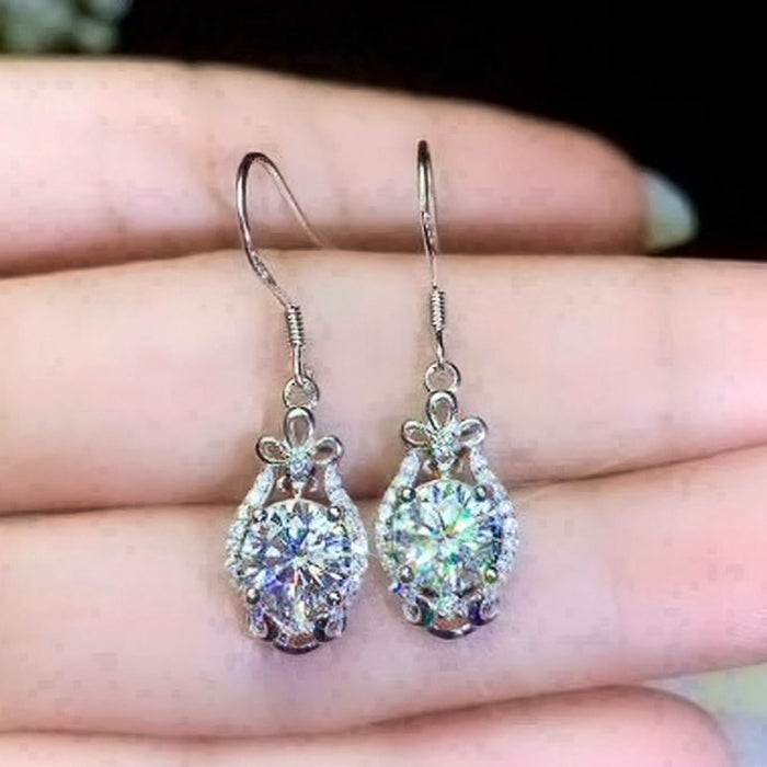 Style Short Flower Ear Hook Earrings With Zircon Simple Elegant Fashion Jewelry For Women