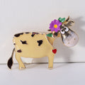 Alloy Enamel Flower Cow Brooch Pin Pendant For Suit Lapel view 6