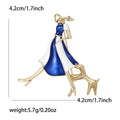 Alloy Enamel Cartoon Dog Walking Girl Brooch For Clothing Decoration view 6
