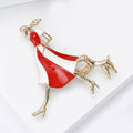 Alloy Enamel Cartoon Dog Walking Girl Brooch For Clothing Decoration view 3