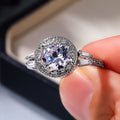 Creative Simulated Carat Diamond Ring With Half Moon Zircon Inlay, Engagement Jewelry For Women view 3
