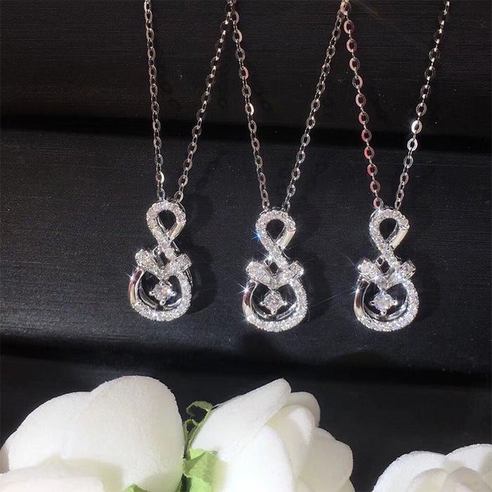 Korean Style Minimalist Interlocking Infinity Figure Eight Collarbone Necklace For Women