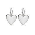 Vintage Hong Kong Style Alloy Enamel Oversized Heart Pendant Hoop Stud Drop Fashion Earrings view 5