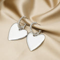 Vintage Hong Kong Style Alloy Enamel Oversized Heart Pendant Hoop Stud Drop Fashion Earrings view 3