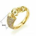 Creative Chain Design White Rhinestone Ring, Fashion Personality Couple Finger Jewelry view 3