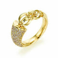 Creative Chain Design White Rhinestone Ring, Fashion Personality Couple Finger Jewelry view 2