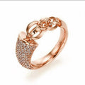Creative Chain Design White Rhinestone Ring, Fashion Personality Couple Finger Jewelry view 1